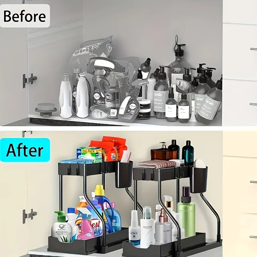 2-Tier Pull-Out Under Sink Organizer ou Minimalist Sliding Under-Sink Organize