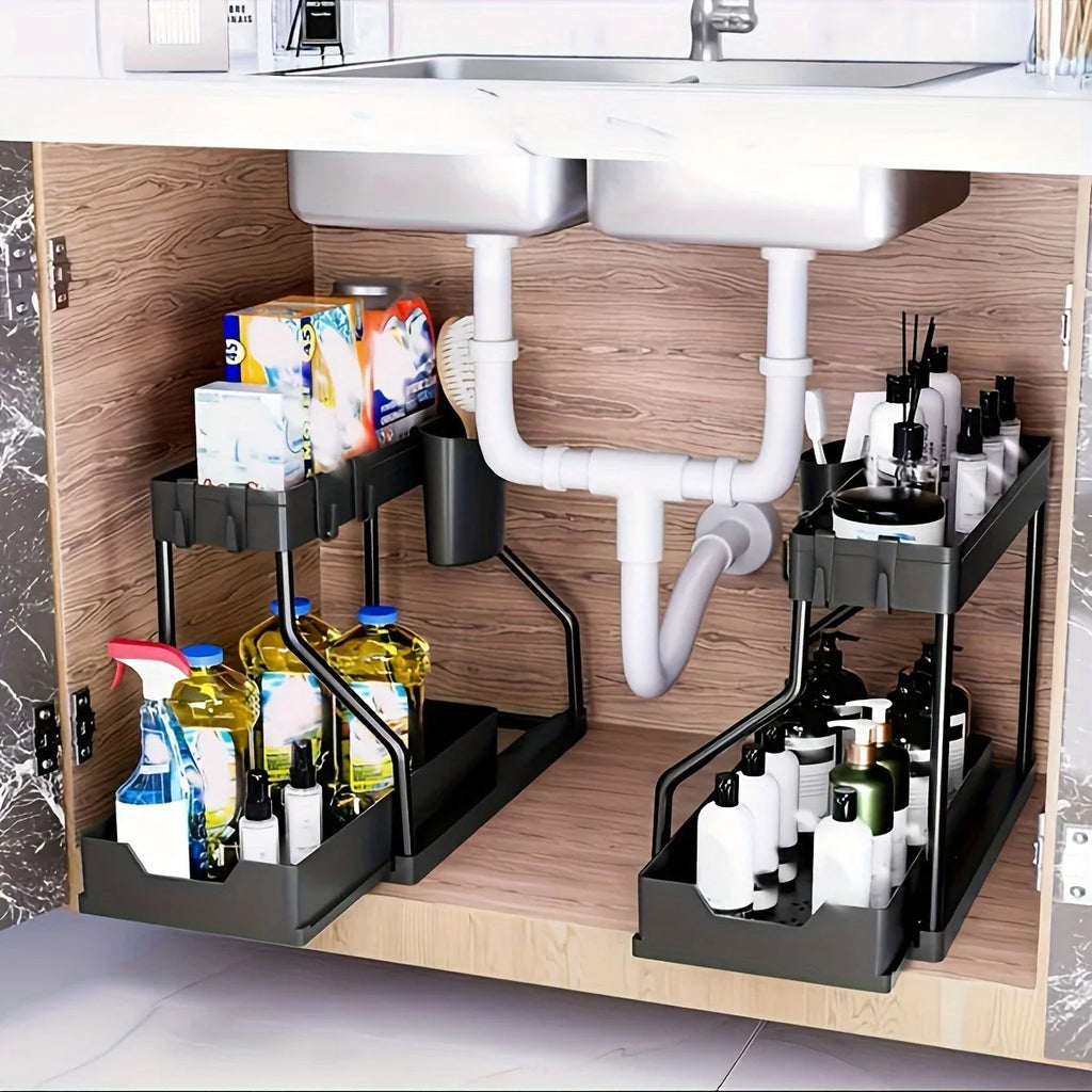 2-Tier Pull-Out Under Sink Organizer ou Minimalist Sliding Under-Sink Organize
