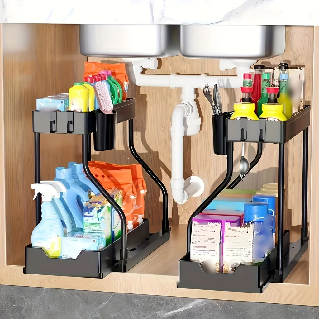 2-Tier Pull-Out Under Sink Organizer ou Minimalist Sliding Under-Sink Organize