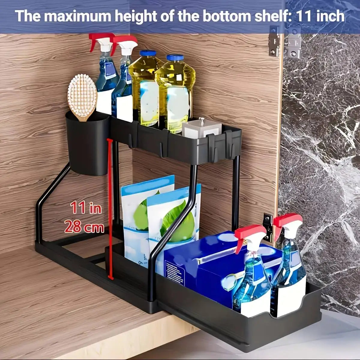 2-Tier Pull-Out Under Sink Organizer ou Minimalist Sliding Under-Sink Organize