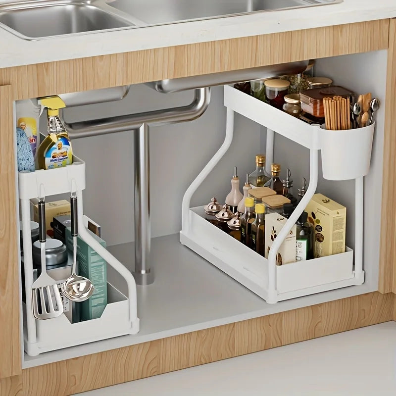 2-Tier Pull-Out Under Sink Organizer ou Minimalist Sliding Under-Sink Organize