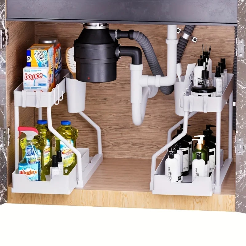 2-Tier Pull-Out Under Sink Organizer ou Minimalist Sliding Under-Sink Organize