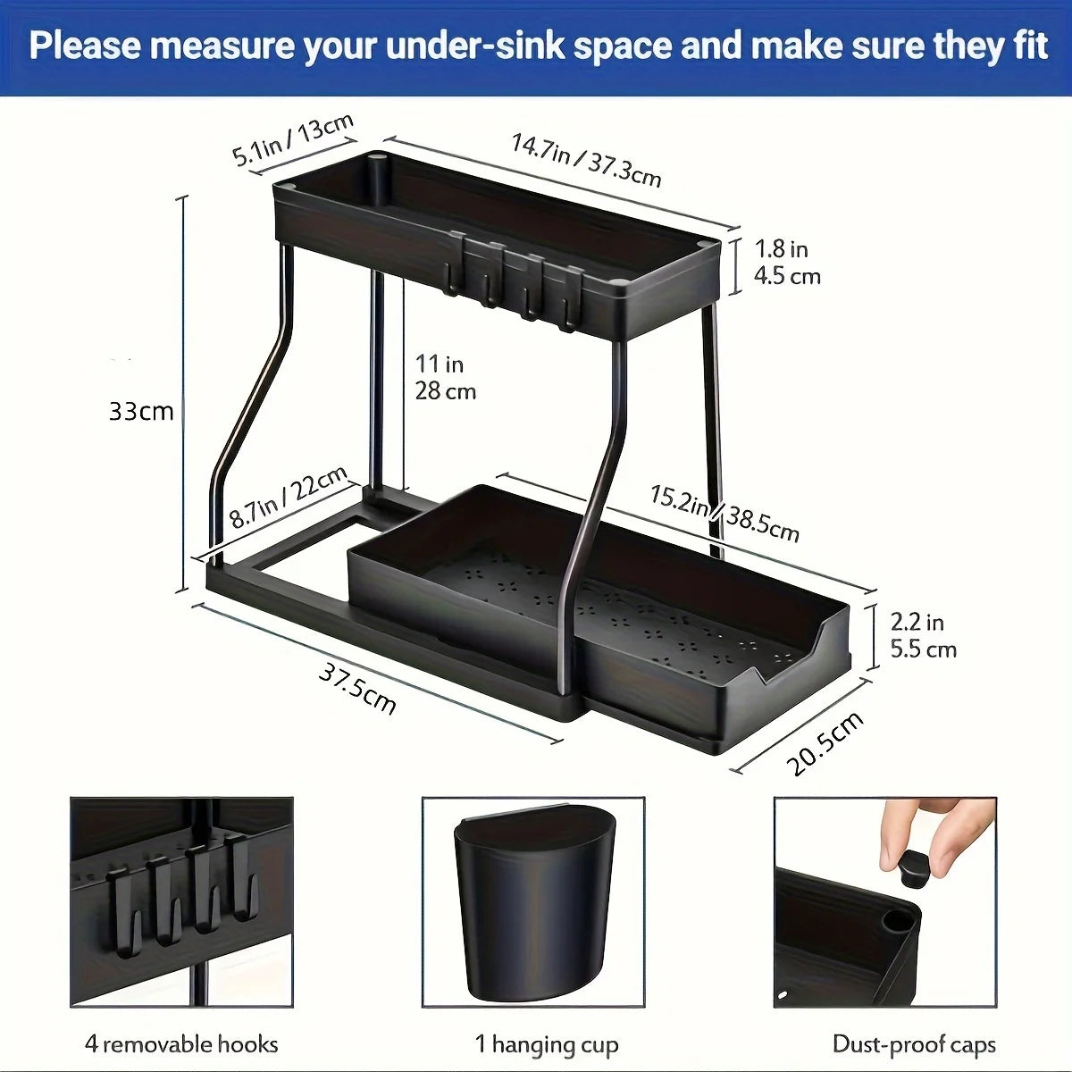 2-Tier Pull-Out Under Sink Organizer ou Minimalist Sliding Under-Sink Organize