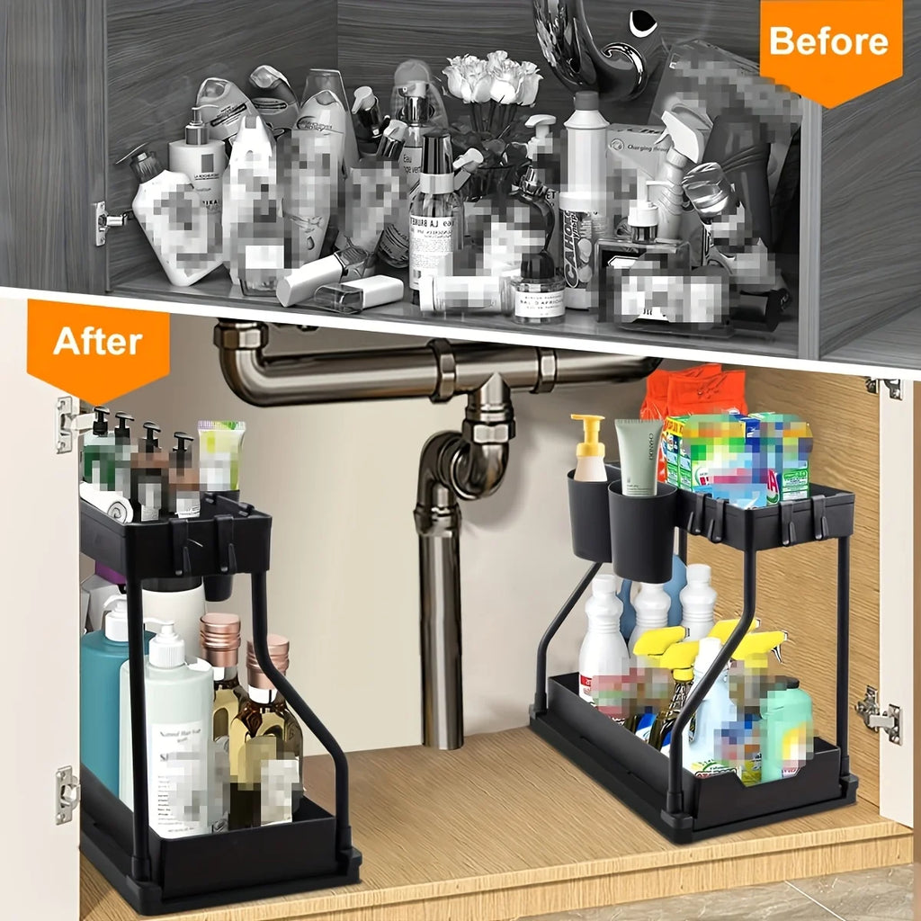 2-Tier Pull-Out Under Sink Organizer ou Minimalist Sliding Under-Sink Organize
