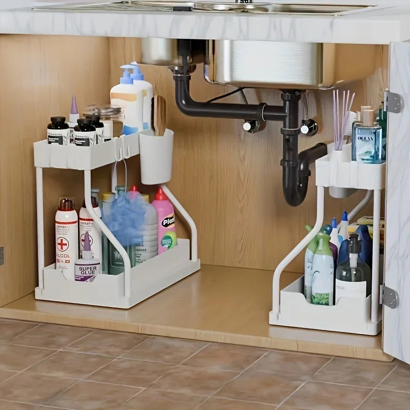 2-Tier Pull-Out Under Sink Organizer ou Minimalist Sliding Under-Sink Organize